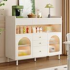 Meuble d'appoint blanc moderne avec tiroirs et portes vitrées