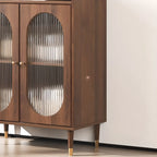 Meuble de salon rétro en bois avec porte vitrée et tiroirs