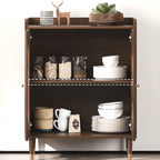 Meuble de salon rétro en bois avec porte vitrée et tiroirs