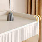 Meuble d'appoint blanc moderne avec tiroirs et portes vitrées