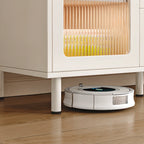 Meuble d'appoint blanc moderne avec tiroirs et portes vitrées