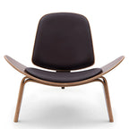 Fauteuil d'appoint scandinave en cuir et lin avec structure en bois