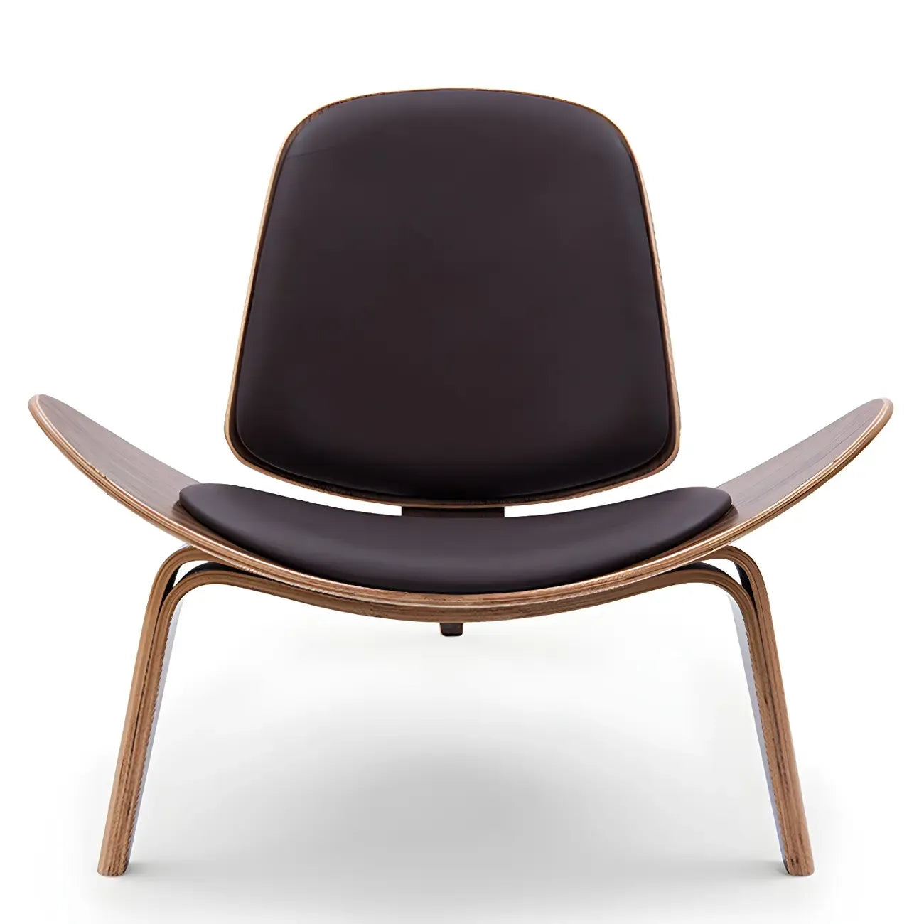 Fauteuil d'appoint scandinave en cuir et lin avec structure en bois