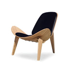 Fauteuil d'appoint scandinave en cuir et lin avec structure en bois
