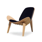 Fauteuil d'appoint scandinave en cuir et lin avec structure en bois