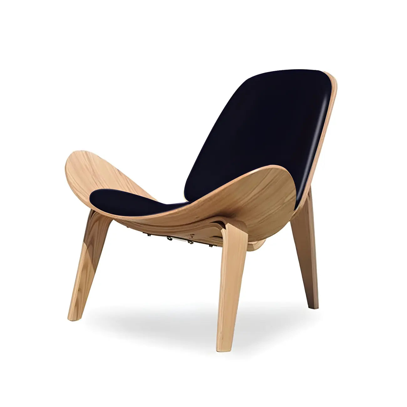 Fauteuil d'appoint scandinave en cuir et lin avec structure en bois