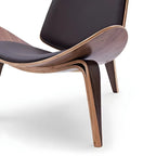 Fauteuil d'appoint scandinave en cuir et lin avec structure en bois