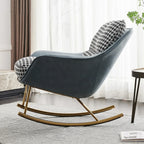 Fauteuil à bascule rembourré à motif pied-de-poule avec accoudoirs droits