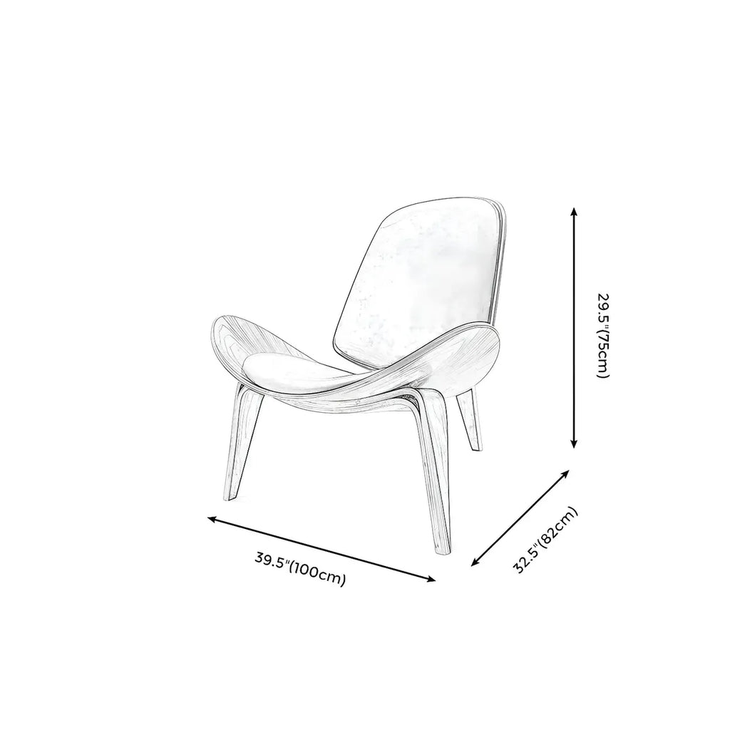 Fauteuil d'appoint scandinave en cuir et lin avec structure en bois