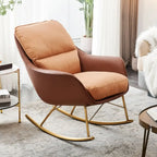 Fauteuil à bascule rembourré à motif pied-de-poule avec accoudoirs droits