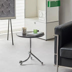 Table d'appoint ronde en bois pour salon avec 3 pieds en métal