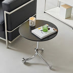 Table d'appoint ronde en bois pour salon avec 3 pieds en métal