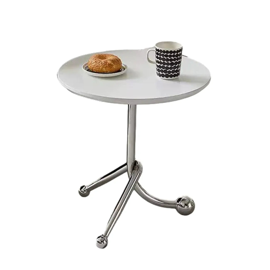 Table d'appoint ronde en bois pour salon avec 3 pieds en métal