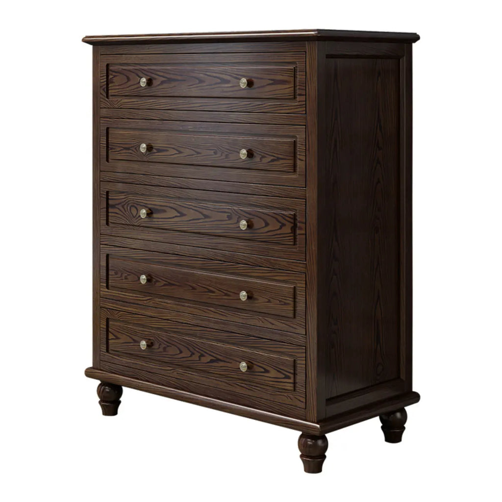 Commode élégante en bois de frêne, autoportante, à 5 tiroirs