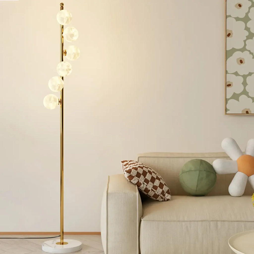 Lampadaire minimaliste à 6 lumières avec abat-jour en verre globe ajustable