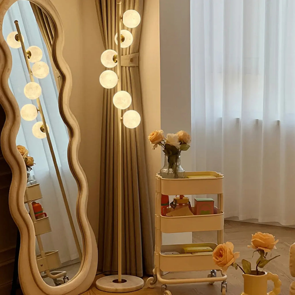 Lampadaire minimaliste à 6 lumières avec abat-jour en verre globe ajustable