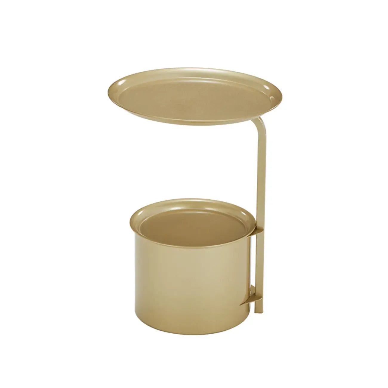 Table d'appoint ronde glamour en marbre avec rangement cylindrique en métal doré