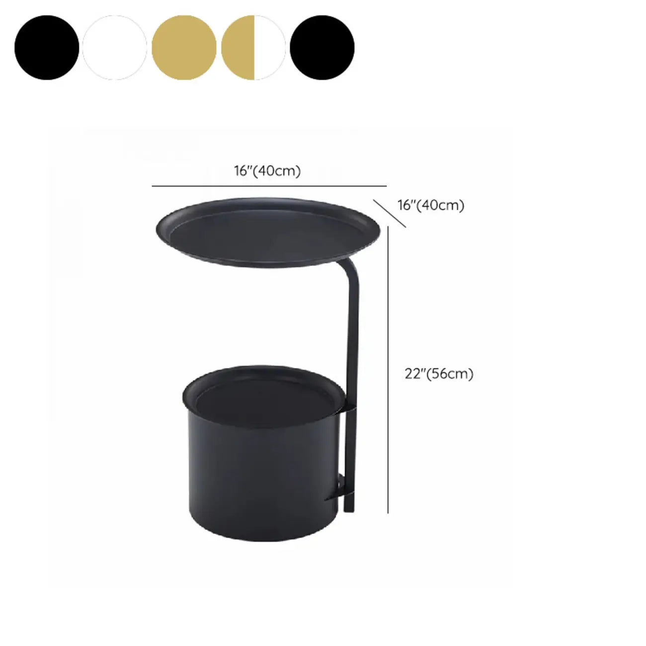 Table d'appoint ronde glamour en marbre avec rangement cylindrique en métal doré