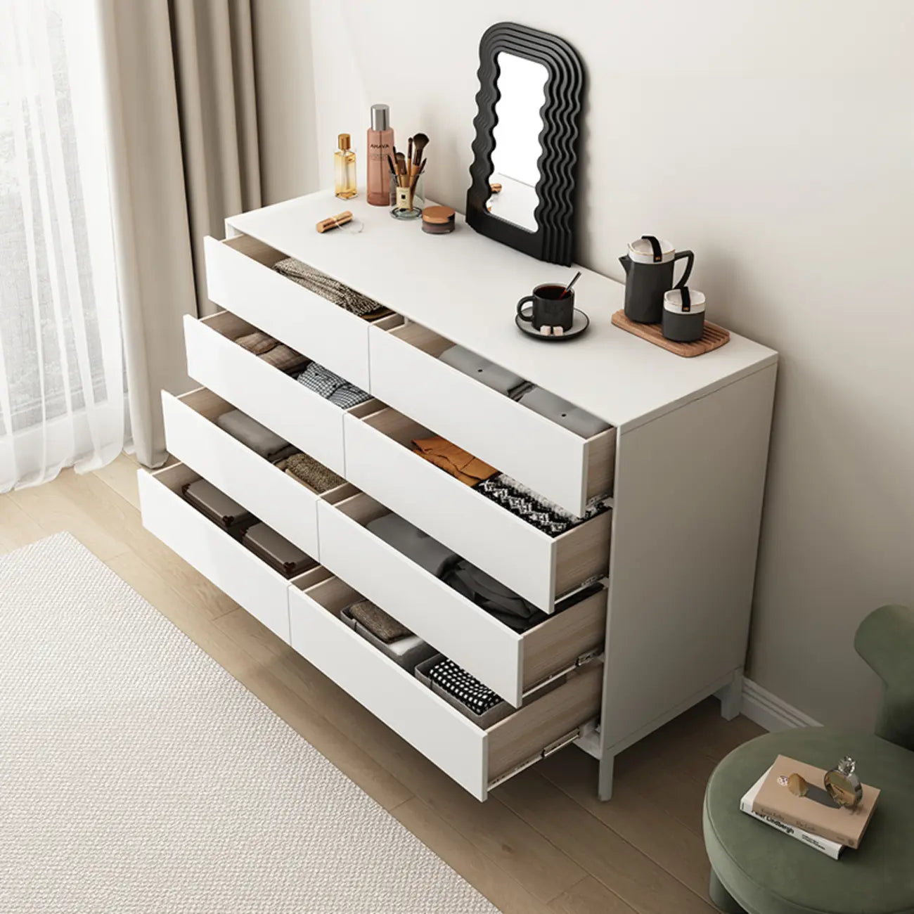 Commode double horizontale moderne en bois massif