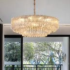 Lustre moderne de luxe en cristal à plusieurs niveaux, réglable