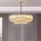 Lustre moderne de luxe en cristal à plusieurs niveaux, réglable