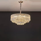 Lustre moderne de luxe en cristal à plusieurs niveaux, réglable