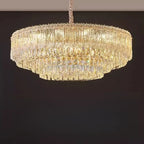 Lustre moderne de luxe en cristal à plusieurs niveaux, réglable
