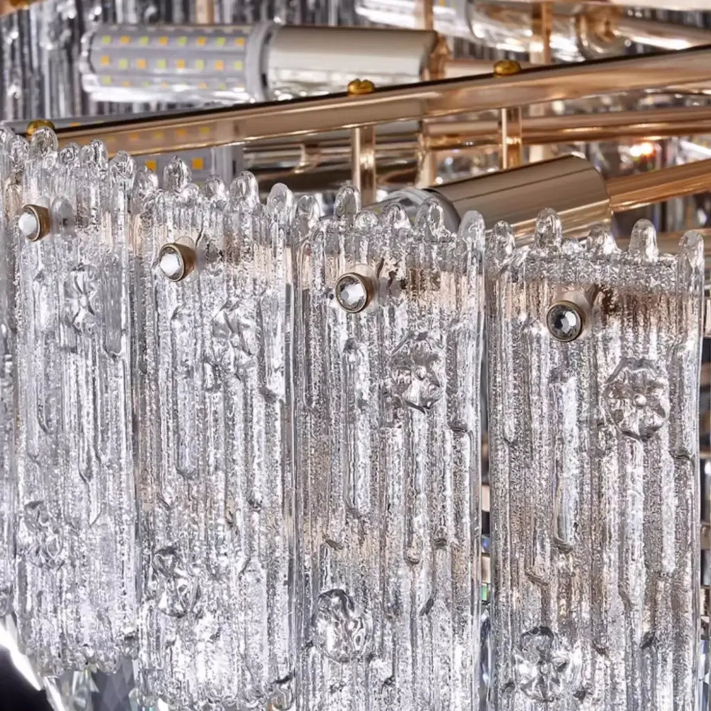 Lustre moderne de luxe en cristal à plusieurs niveaux, réglable