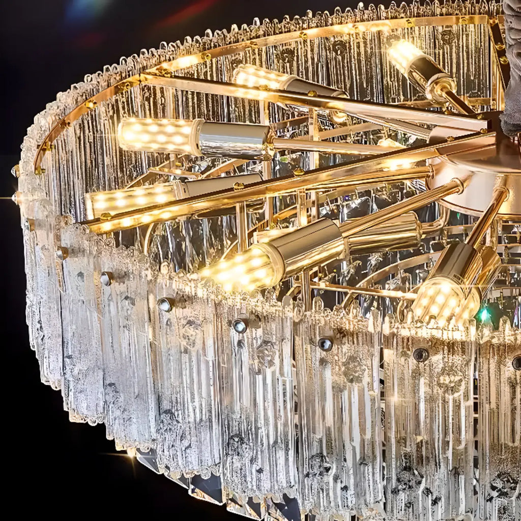 Lustre moderne de luxe en cristal à plusieurs niveaux, réglable