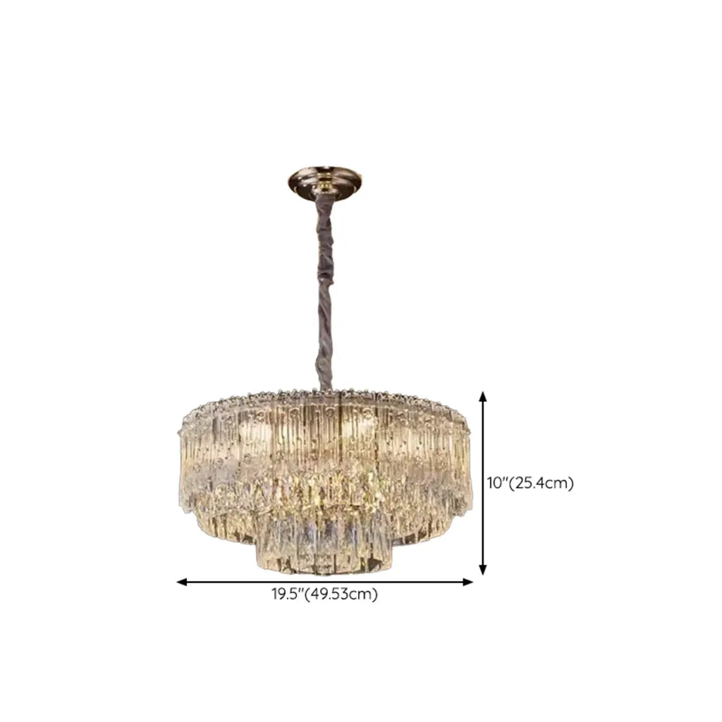 Lustre moderne de luxe en cristal à plusieurs niveaux, réglable