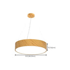 Lustre moderne circulaire en bois avec LED et hauteur réglable