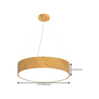 Lustre moderne circulaire en bois avec LED et hauteur réglable