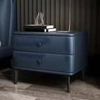 Table de chevet moderne en cuir noir avec tiroirs