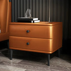 Table de chevet moderne en cuir noir avec tiroirs
