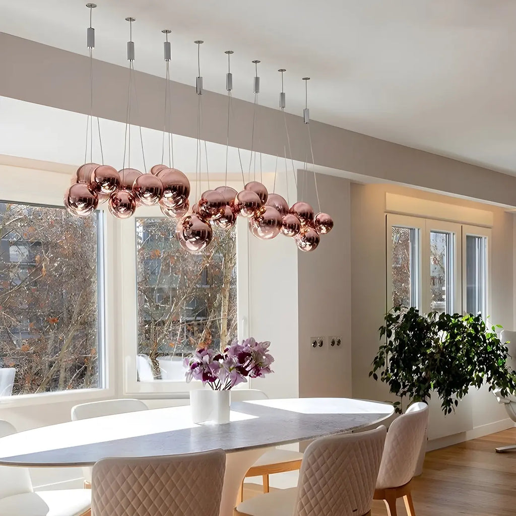 Lustre miniature à 3 lumières LED avec boules en verre et design moderne