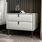 Table de chevet moderne en cuir noir avec tiroirs