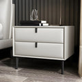 Table de chevet moderne en cuir noir avec tiroirs