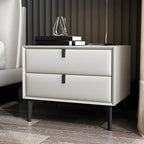 Table de chevet moderne en cuir noir avec tiroirs