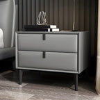 Table de chevet moderne en cuir noir avec tiroirs