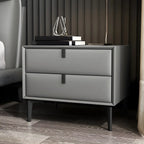 Table de chevet moderne en cuir noir avec tiroirs