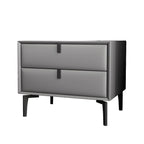 Table de chevet moderne en cuir noir avec tiroirs