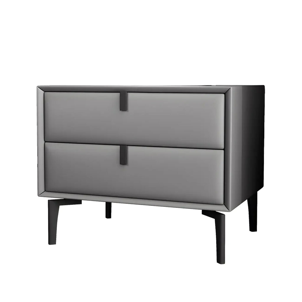 Table de chevet moderne en cuir noir avec tiroirs