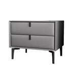 Table de chevet moderne en cuir noir avec tiroirs