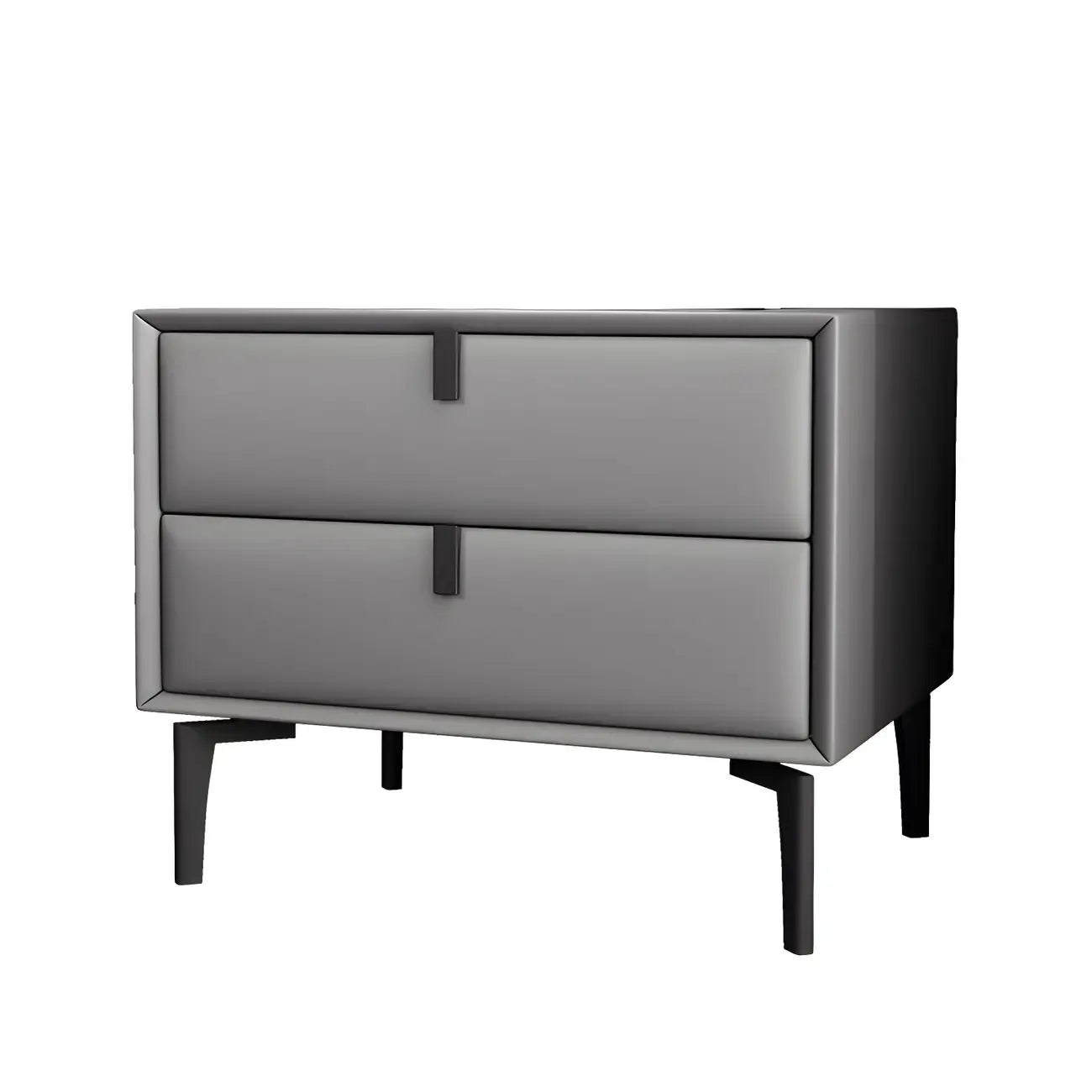 Table de chevet moderne en cuir noir avec tiroirs