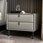 Table de chevet moderne en cuir noir avec tiroirs