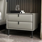 Table de chevet moderne en cuir noir avec tiroirs