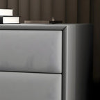 Table de chevet moderne en cuir noir avec tiroirs