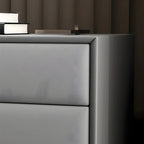 Table de chevet moderne en cuir noir avec tiroirs