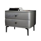 Table de chevet moderne en cuir noir avec tiroirs