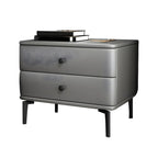 Table de chevet moderne en cuir noir avec tiroirs